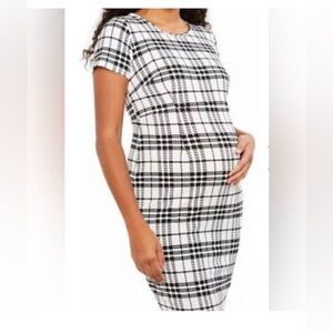 Motherhood Maternity Black and White Plaid Midi Dress